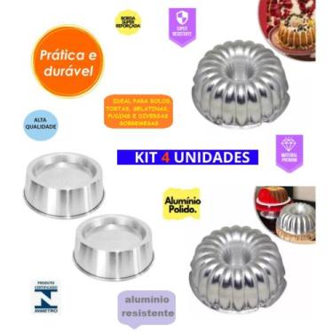 Imagem de Kit 4 Forma Bolo Decorado Com 2 Forma Gomada Suíça Para Bolo Suiço e 2