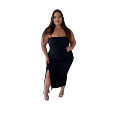 Imagem de Vestido sem alça Plus Sizes Canelado (48/52) - LM, Preto