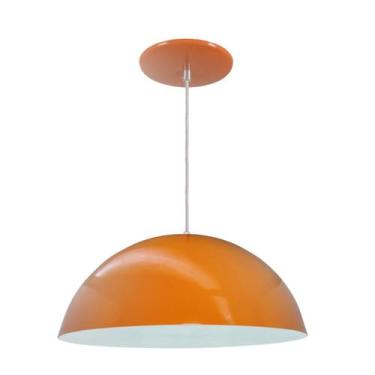 Imagem de Luminária Pendente Meia Lua 34cm Com Interior Branco Brilho Com Fiação