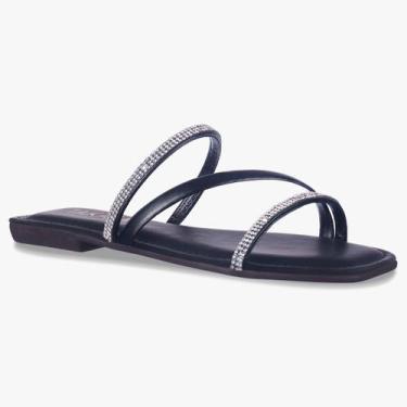 Imagem de Rasteirinha Rasteira  Feminina Tiras com Strass Verão  A7.16 - Serenit