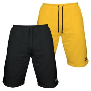 Imagem de Kit 2 Bermudas Moletom Masculina com 3 Bolsos Fenda Lateral Short Bási