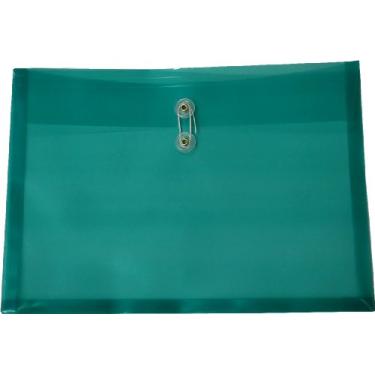 Imagem de Filexec Envelope de poliéster, tamanho ofício, carga lateral, fecho de cordão de botão, verde (pacote com 6) (50070-15105)