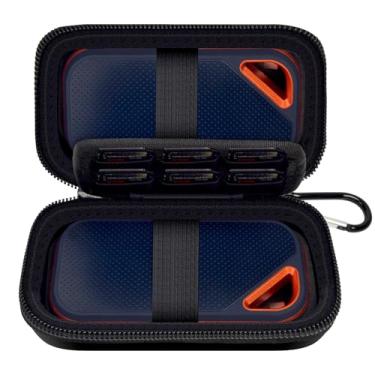 Imagem de Capa compatível com SanDisk Extreme Pro/para SSD Portátil SanDisk 1TB 2TB 4TB 500GB Unidade de Estado Sólido Externo, Bolsa de Armazenamento de Viagem para 2 SSD e Cartão de Memória SD - Preta (apenas