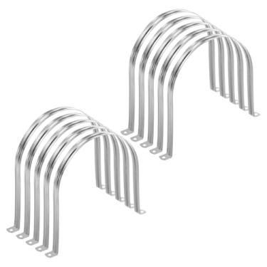 Imagem de HARFINGTON 10 braçadeiras de conduíte de 200 mm de 200 mm, braçadeira de tubo M200 U, correia rígida de aço inoxidável, suporte em forma de U com dois furos para fixação de fio de mangueira de tubo