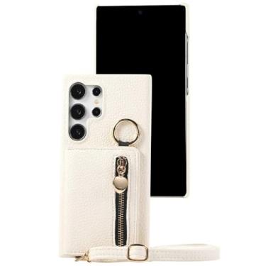 Imagem de Capa de celular tipo carteira crossbody para Samsung Galaxy S24 Ultra S23 S22 Plus A15 A35 A55 A05 A05S A25 A54 A24 A34 A14 Capa de couro, branca, para Galaxy A25