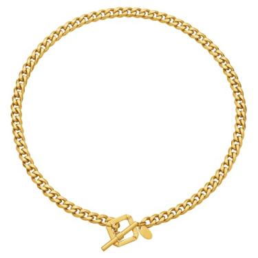 Imagem de TRIPOD JEWELRY Gargantilha feminina banhada a ouro real 18K com letra D dupla, corrente cubana de aço inoxidável 316L de 6 mm com corte diamante (caixa personalizada e embalagem para presente),