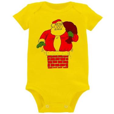 Imagem de Body Bebê Papai Noel Chaminé - Foca na Moda, Amarelo, P