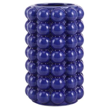 Imagem de YANWE1 Vaso de bolha, vaso de cerâmica azul, vaso curto, vaso de flores de cerâmica, vaso moderno, vaso decorativo para decoração, vaso de bolhas alto para sala de estar, casamento, entrada, cornija,