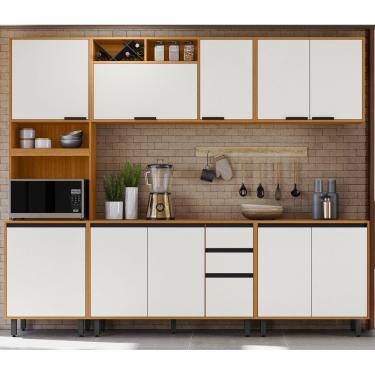 Imagem de Armário de Cozinha Modulado Ravena com Nicho microondas/forno - Freijó UV/Off Acetindo Poliman