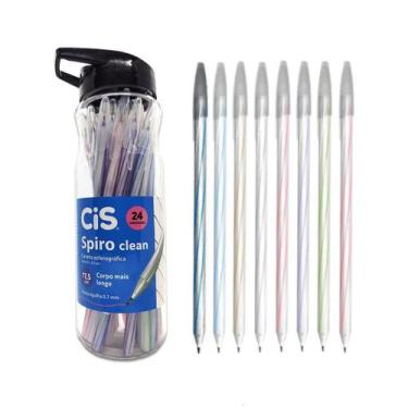 Imagem de Caneta Cis Spiro Clean 0,7mm Esferográfica Pote com 24 Unids