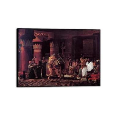 Imagem de Impressões de passatempos emoldurados pretos no Egito Antigo por Lawrence Alma Tadema, reprodução de pintura a óleo, impressão giclée em tela, arte de parede pronta para pendurar para decoração de