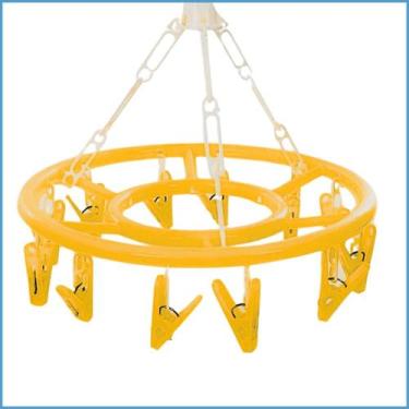 Imagem de Varal  Roupas Íntimas 12 Prendedores Colorido Oval Giratório Portátil 