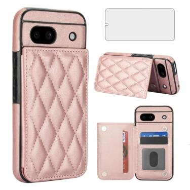 Imagem de Asuwish Capa de telefone para Google Pixel 8A capa carteira com protetor de tela de vidro temperado e suporte de cartão de crédito RFID de couro com compartimento para suporte, acessórios robustos