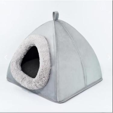 Imagem de Cama Casa Toca Iglu Tenda Caminha Cabana para Cachorros e Gatos Pet (Cinza)