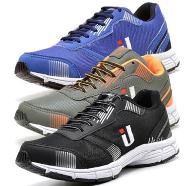 Imagem de Kit Tênis Masculino Caminhada 3 Pares Easy Confortável Combo Academia (Azul+Laranja+Preto, BR, Adulto, Numérico, 42)