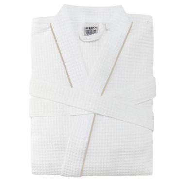 Imagem de Roupao Adulto Piquet Teka Hotel Golden Branco Bege, GG