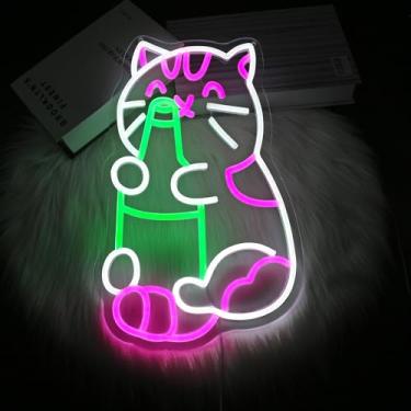 Imagem de Whfobfe Sinal de néon com luzes de néon LED para decoração de parede LED alimentado por USB para decoração de quarto