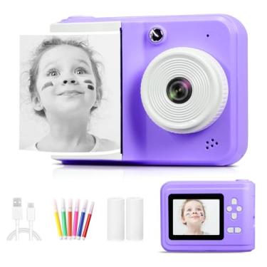Imagem de Câmera infantil com impressão instantânea, presente de aniversário de Natal para crianças de 3 a 12 anos, câmera digital de 27 MP 1080p, impressora instantânea com papel fotográfico e caneta colorida