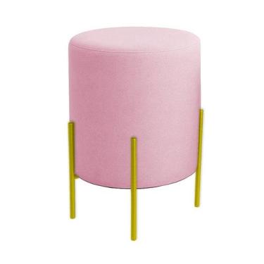 Imagem de Puff Orgânico Veludo Thor Com Pés De Ferro Dourado - 7 Decor, Rosê