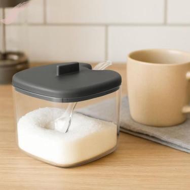 Imagem de Açucareiro Break 200ml Com Tampa + Colher Transparente OU, Preto