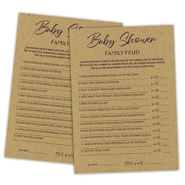 Imagem de Jogo Family Feud para chá de bebê – Pacote com 30 cartas de jogo, 1 chave de resposta, jogo de chá de bebê para meninos e meninas, decorações de chá de bebê neutro, suprimentos para jogos de feud de