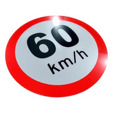 Imagem de Placa de Sinalização, Velocidade, Condomínio, 60km/h, Refletiva, 50cm, em ACM 3mm (alumínio composto)