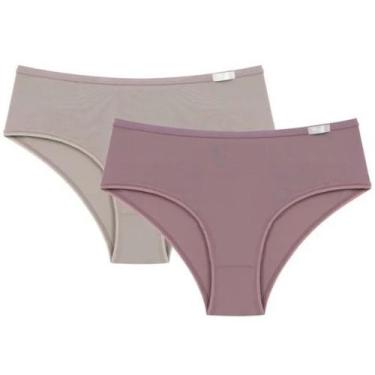 Imagem de Kit 2 Calcinhas Sloggi Midi 24547 Modelagem Alta Microfibra, Mink, Pra