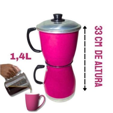 Imagem de Cafeteira Alumínio Rosa Extra Forte Econômica Manual Italiana 1,4 Litr