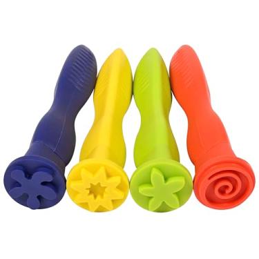 Imagem de READY 2 LEARN Carimbos triangulares – Estampas – Conjunto de 4 – Acessórios para massa de brincar – Materiais de arte de fácil aderência – carimbos de tinta para crianças