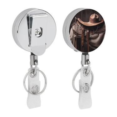 Imagem de Selim de cavalo com um chapéu de cowboy carretel de crachá clipe de crachá clipe retrátil porta-crachá retrátil carretel de crachá de enfermeira carretel de crachá retrátil fofo carretel de crachá