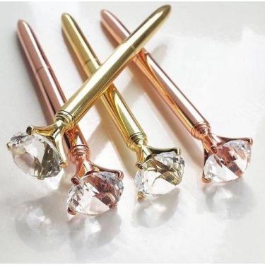Imagem de 100caneta Metal Diamante Cristal Feminina Esferográfica Luxo - oem