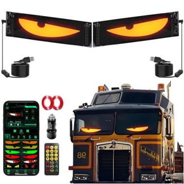 Imagem de CRILEAL Luzes LED para carro 2 peças - tiras olho do diabo de 59,9 cm 12 cm para caminhão/SUV | Padrões dinâmicos perfeitamente sincronizados, controle remoto e Bluetooth, alimentado por USB, IP68 à