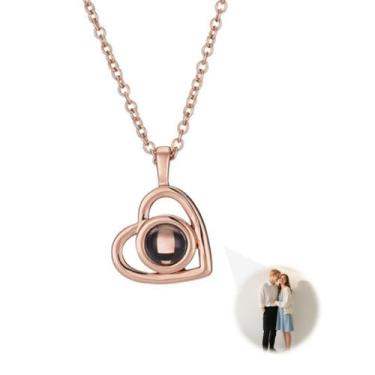 Imagem de Colar com foto personalizada com imagem dentro, colar de pingente de coração personalizado, colar de projeção de imagem para mãe, esposa, casais, dia dos namorados, dia das mães, presente memorial de