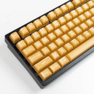 Imagem de Conjunto de 142 teclas PBT Doubleshot translúcidas amarelas com perfil SA para teclado mecânico 61/64/87/104/108 Cherry Mx Switches