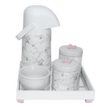 Imagem de Kit Higiene Completo Porcelanas Térmica Flor Liz Rosa Bebê - Potinho d