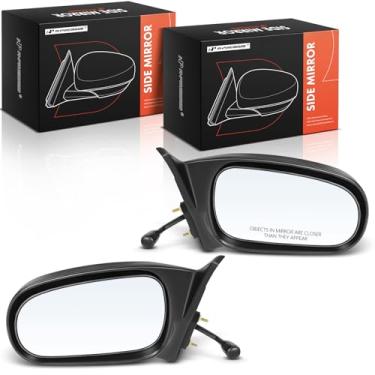 Imagem de A-Premium Par (2) espelhos retrovisores manuais do lado do motorista e do passageiro - compatível com Honda Civic 1996-2000 - espelho retrovisor externo preto liso não aquecido não dobrável