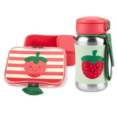 Imagem de Kit Garrafa de Aço Inox e Lancheira Spark Style Morango - Skip Hop