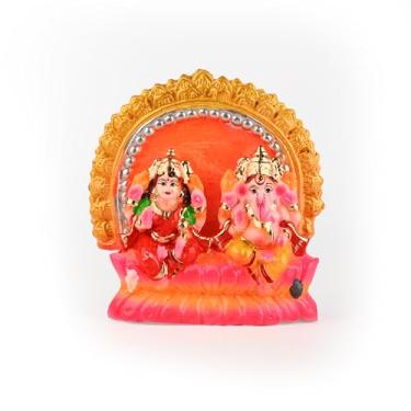 Imagem de Lakshmi Ganesh Estátua pintada à mão Ídolos Tradicionais Hindu Murti Conjunto para Festival Hindu Religioso Diwali Mandir Templo Pooja e Presentes (Lakshmi Ganesh Design-2)