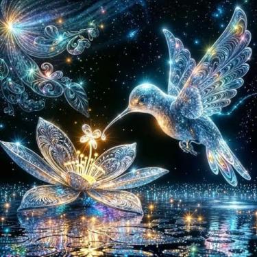 Imagem de Kits de ponto cruz de beija-flor para adultos iniciantes, kits de ponto cruz com contagem de flores, costura impressa, padrões fofos, dimensões, bordado, artesanato, kits de bordado para adultos