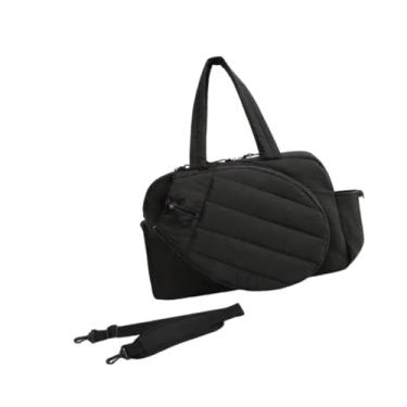 Imagem de YIJU Bolsa de academia de tênis para mulheres, suporte para raquetes, resistente à água, comporta 2 raquetes, bolsa feminina para pernoite e fim de semana, Preto