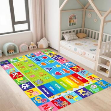 Imagem de YukiSoul Tapete de brinquedo com mapa de fazenda para crianças, tapete de jogo com suporte de borracha antiderrapante, tapete de jogo de fazenda de animais fofos para crianças, quarto, sala de jogos