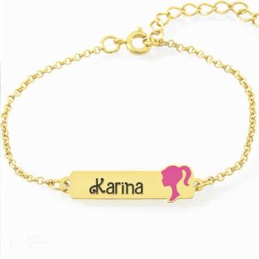 Imagem de Pulseira Feminina Personalizada Nome Karina Banhada Ouro 18K - 999002389