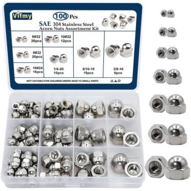 Imagem de Kit de sortimento de nozes de bolota Vifmy 304 em aço inoxidável (100 