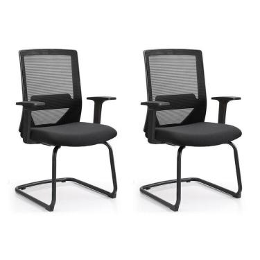 Imagem de Kit 2 Cadeiras Interlocutor Office Chicago Fixa Preto