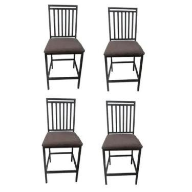Imagem de Kit 4 Cadeiras Reforçada Para Cozinha E Sala Jantar Liane Marrom - MOD