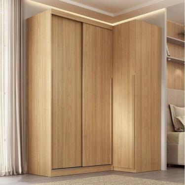 Imagem de Guarda-roupa Modular de Canto 2 Peças 3 Portas com 2 Portas de Correr Jade Cabecasa Madeiramadeira Avelã