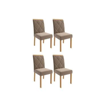 Imagem de Cadeira Sala de Jantar Fernanda Wood Kit 4 Un Carvalho/Suede Joli Capuccino - Cimol