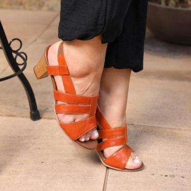 Imagem de Sandália de Salto em Couro Viena Caramelo - Amo Calçados, 34