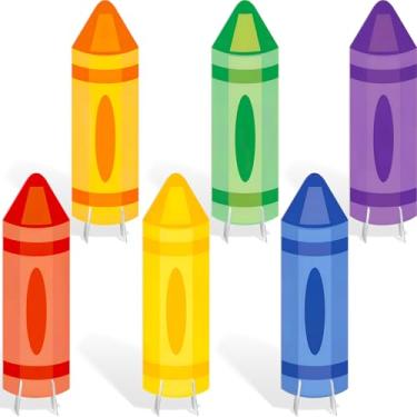 Imagem de Resurhang 6 peças de decoração de giz de cera de volta às aulas para jardim de infância decoração de festa pré-escolar recortes de sala de aula para 1º dia de escola ao ar livre gramado quintal placa