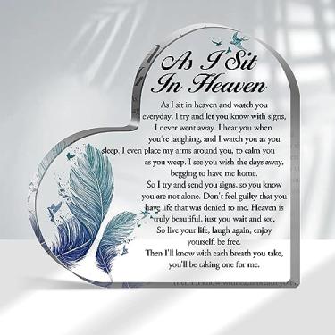 Imagem de Presente memorial de coração acrílico simpatia - Decorações de mesa de condolências de luto para perda de um ente querido - Lembrança de centro de mesa